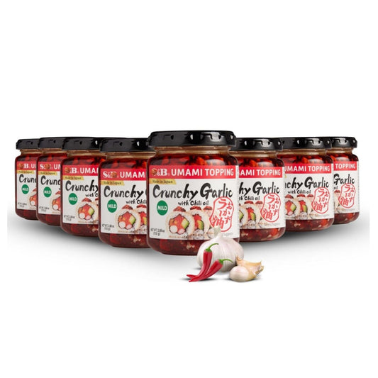 S&B Uami Topping Crunchy Garlic With Chili Oil (Pack of 8)
