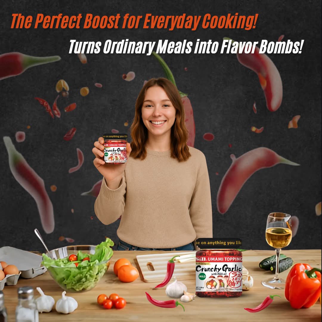 S&B Uami Topping Crunchy Garlic With Chili Oil (Pack of 12)